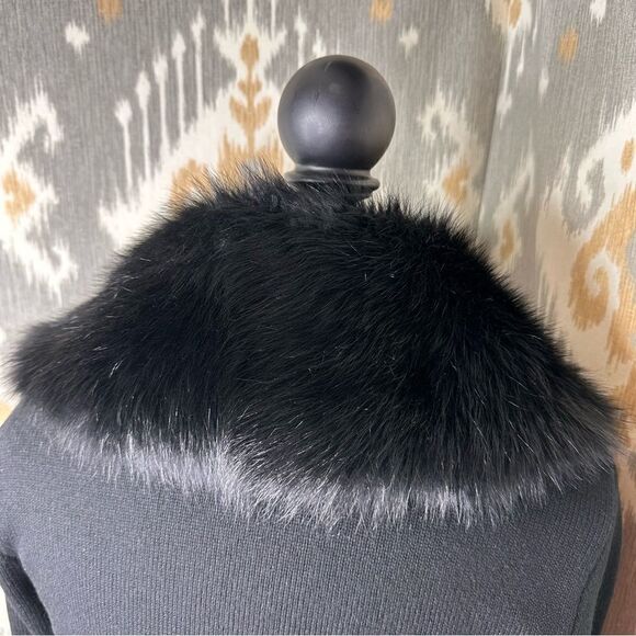 Ralph Lauren Black Cashmere Lamb Shearling Collar Cardigan Sweater - Picture 12 of 16